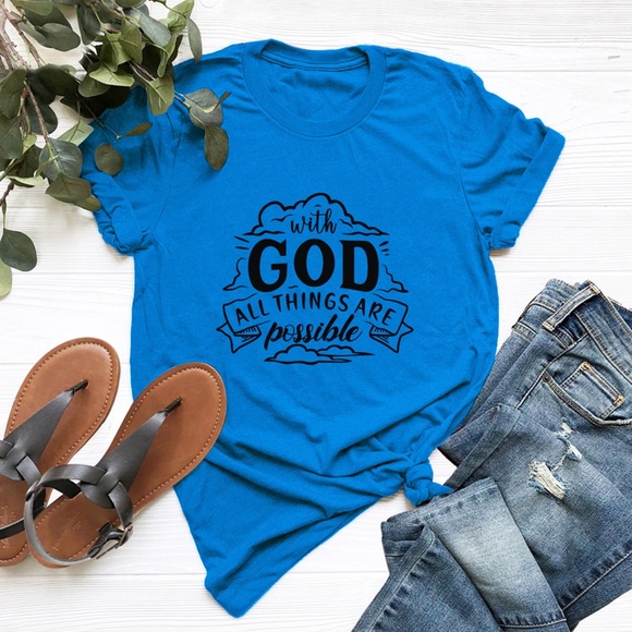 Matthew 19:26 Bible Verse T-shirt! - Picture 3 of 3